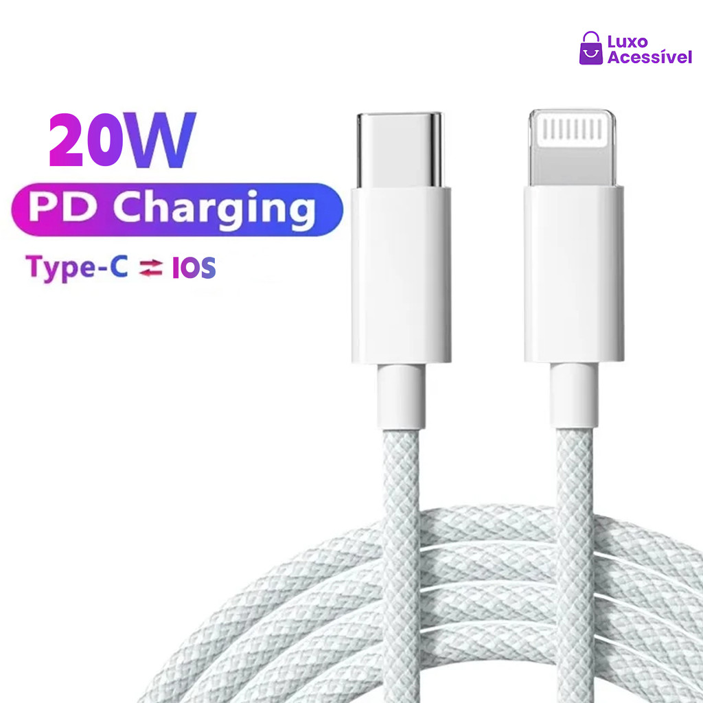 Cabo de Carregamento Rápido PD para iPhone 13, 12, 11 Pro Max em Oferta na Shopee