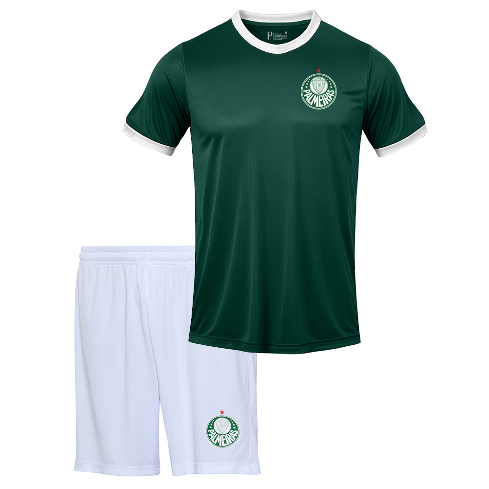 Kit Palmeiras Camisa e Shorts Infantil 1914 Verde Oficial