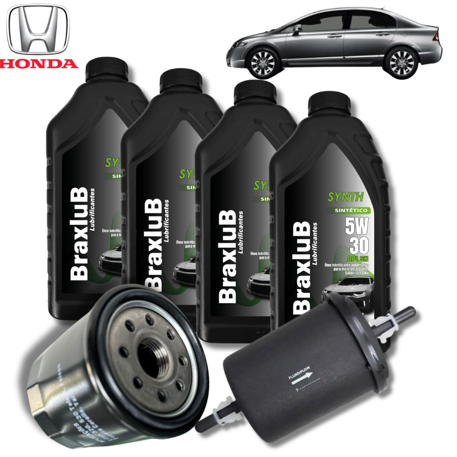 KIT TROCA DE ÓLEO SINTÉTICO 5W30 + FILTROS (HONDA CIVIC 1.8 2008)