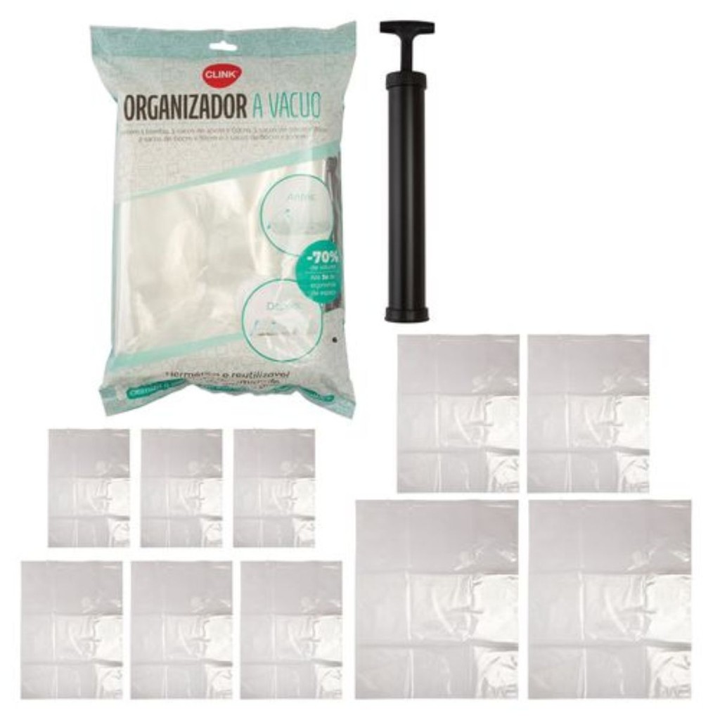 KIT 10 SACO A VACUO 40X60, 50X70, 60X80 70X100 1 BOMBA