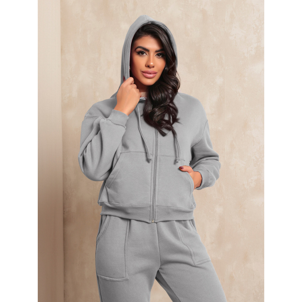 Conjunto Moletom Feminino Flanelado em Oferta Shopee 2025