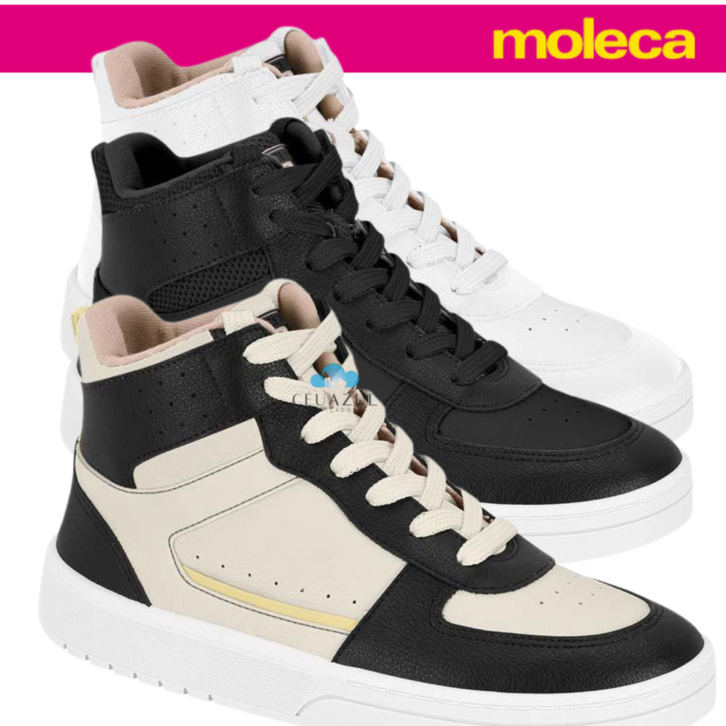 Tênis Casual Feminino Moleca Cano Alto Estiloso Conforto em Oferta na Shopee