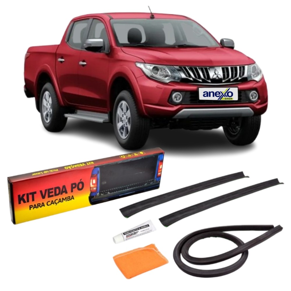 Kit Vedação Tampa Caçamba Mitsubishi L200 Triton GLS 2008 a 2016 Veda Pó Protetor de Sujeira e Líquidos