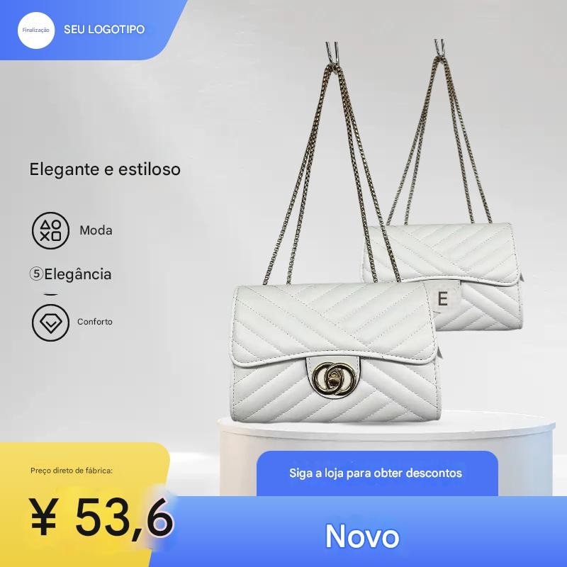 Bolsa feminina de grande capacidade, nova bolsa de ombro com corrente de diamante da moda em Oferta na Shopee