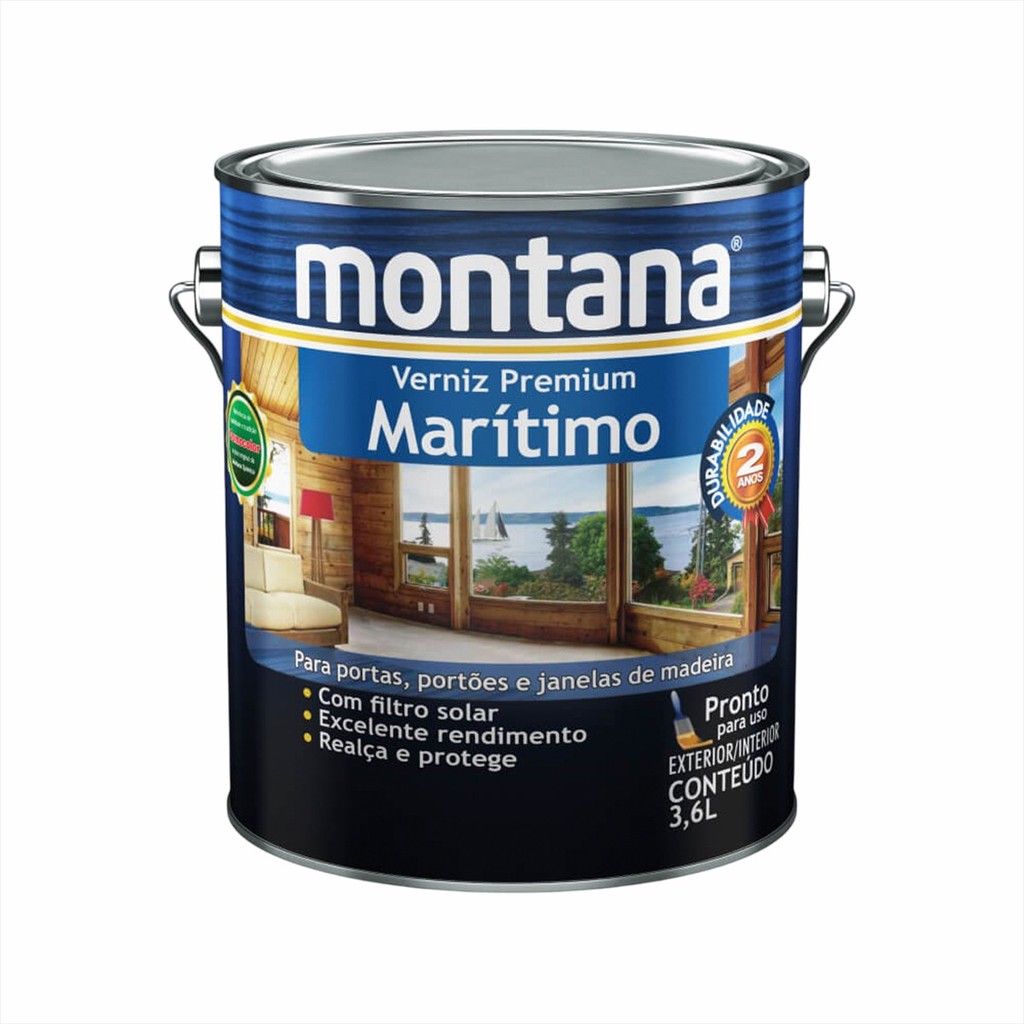 Verniz Brilhante Acetinado e Fosco Para Madeiras Montana 3,6l