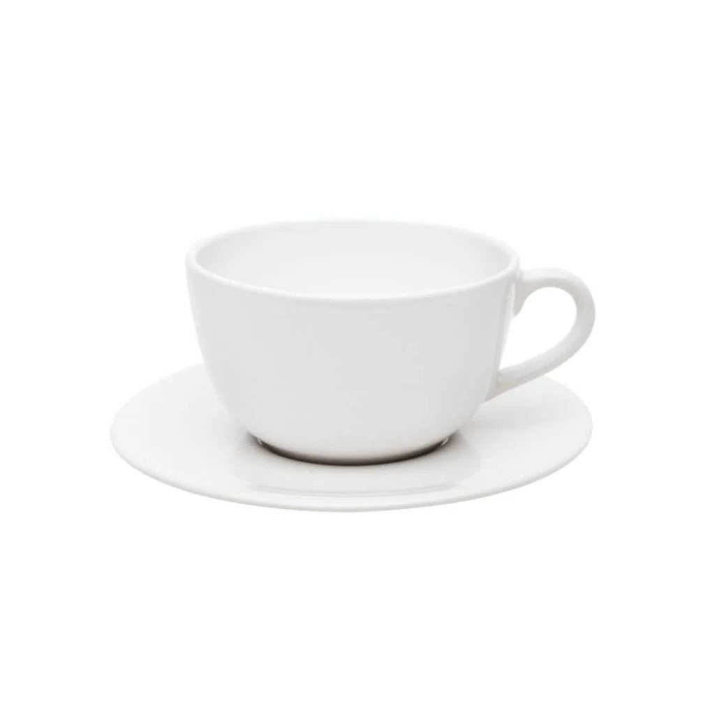 Xícara Chá Com Pires Unni White Branca Cerâmica 200ml Oxford Porcelanas para Chá e Decoração de Mesa
