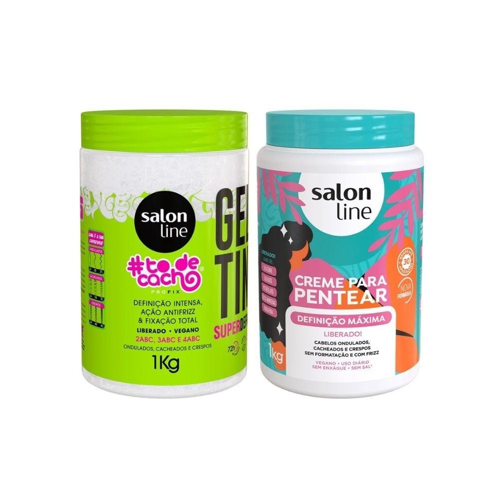 Kit Creme Definição Máxima + Gelatina Super Definição 1kg SaLon Line em Oferta na Shopee