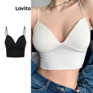 Lovito Regata Casual Simples -Crop Para Mulheres L77ED057