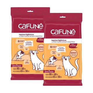 Kit com 2 Pacotes de Tapetes Higiênicos Cafuné para Cães Slim 80cmx60cm 7 Unidades cada