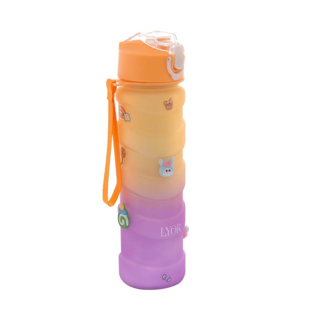 Garrafa Lyor Wave de Policarbonato Amarela e Roxa 680ml - Home & Living