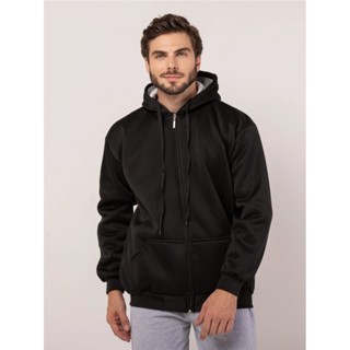 Blusa de Frio Moletom Flanelado LISO Masculino Com Zíper e Capuz