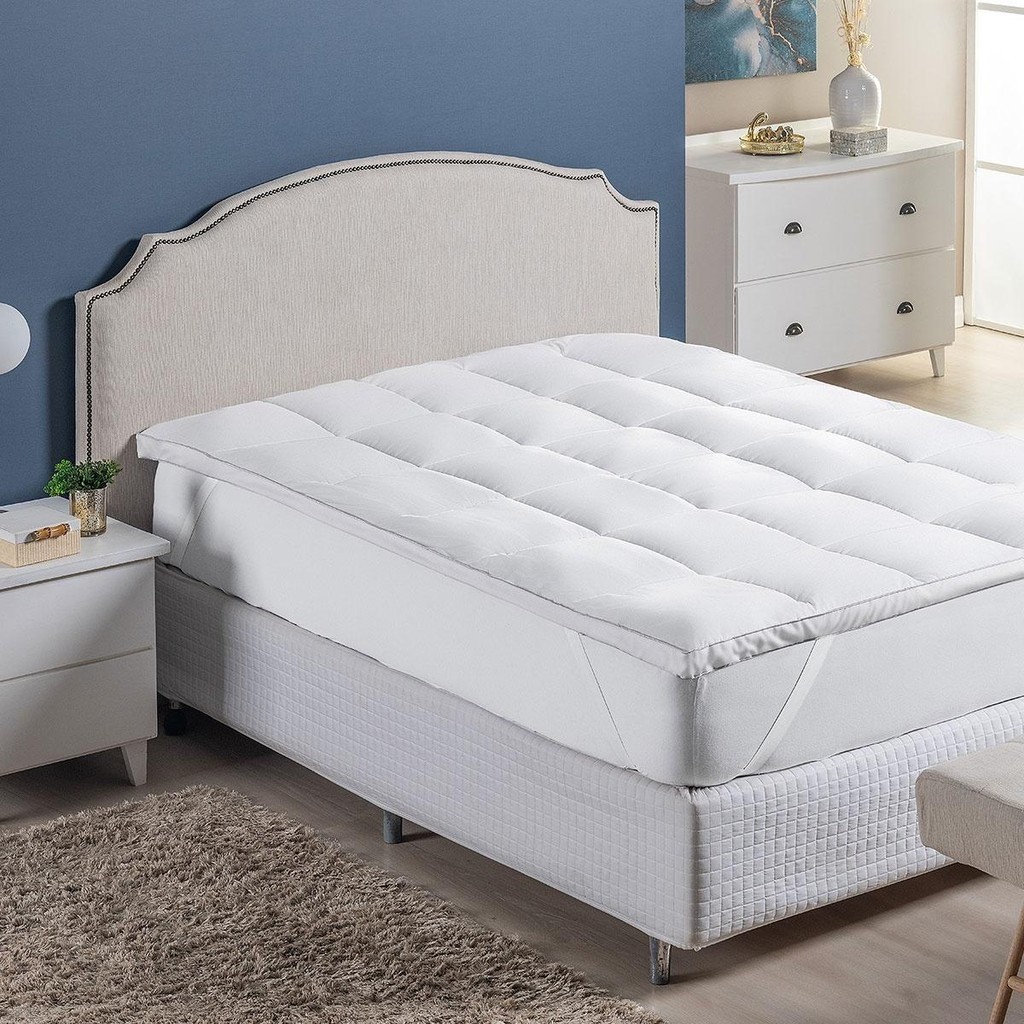 Pillow Top King Macio Cama Box Super King Pluma de Ganso Branco