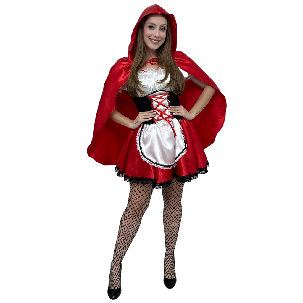 Fantasia Chapeuzinho Vermelho Adulto Feminina Luxo Cosplay — imagem 2 de 2