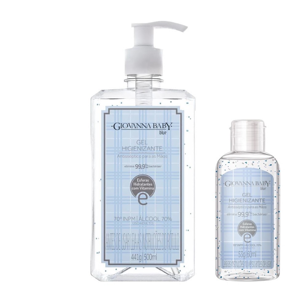 Kit Álcool em Gel Higienizante Giovanna Baby 500ml + 60ml 70º GL | 70° INPM