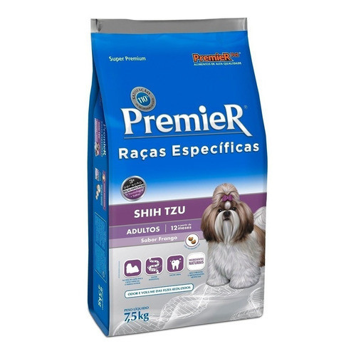Alimento Premier Ração Raças Específicas Shih Tzu Adulto 7,5 Kg Frango Super Premium Cachorro Dog