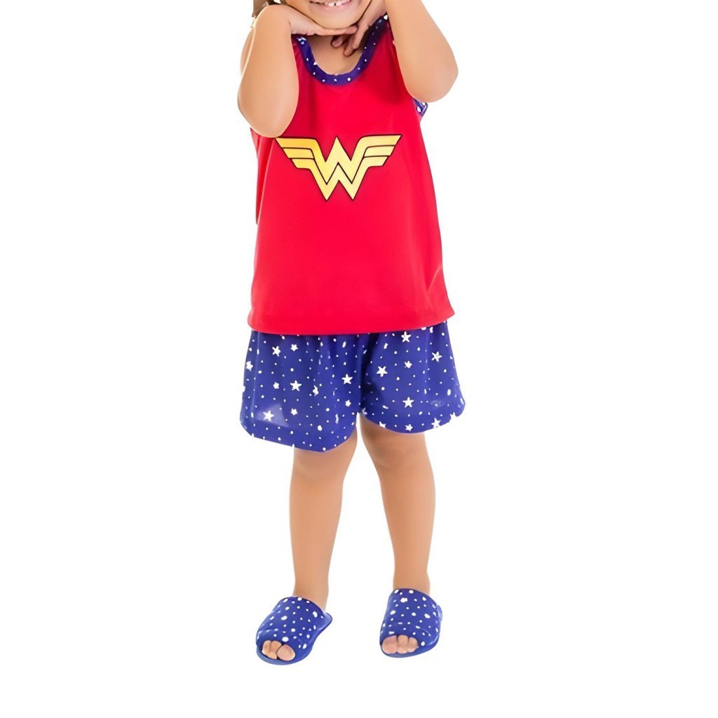 Pijama Menina Criança Infanto Manga Regata Short Estampado