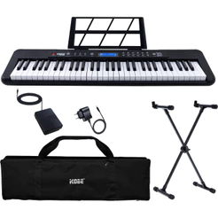 Kit Teclado Musical Kobe KB-300 5/8 61 Teclas Sensitivas ao Toque Completo Com Pedal