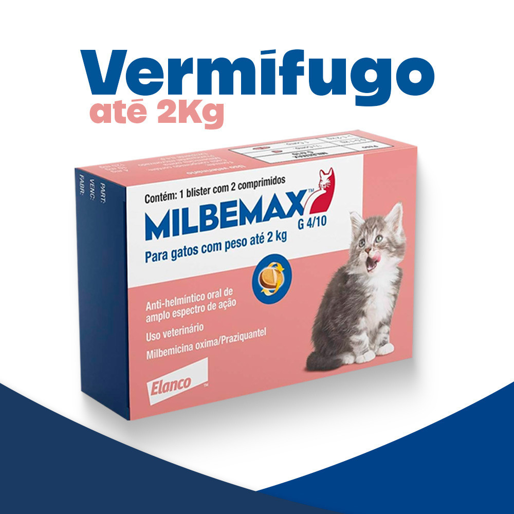 Vermifugo Milbemax para Gatos ate 2kg Filhotes Elanco em Oferta na Shopee