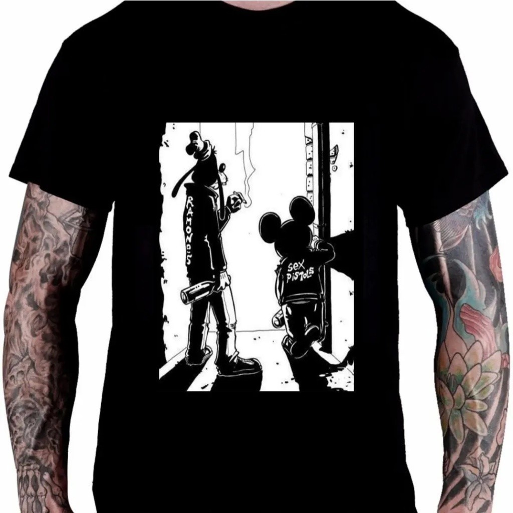 Camiseta Algodão Rock Punk Mikey Pateta Ramones Sex Pist A71 Camisa