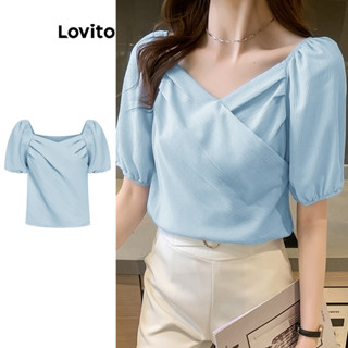 Lovito Blusa Casual com Amarração para Mulheres L73AD006