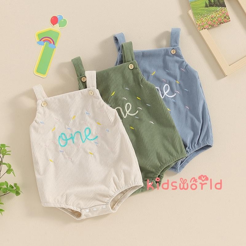 KidsW-Baby Primeiro Aniversário Romper Sem Manga Botão De Fechamento Cartas Do Fato Casual em Oferta na Shopee
