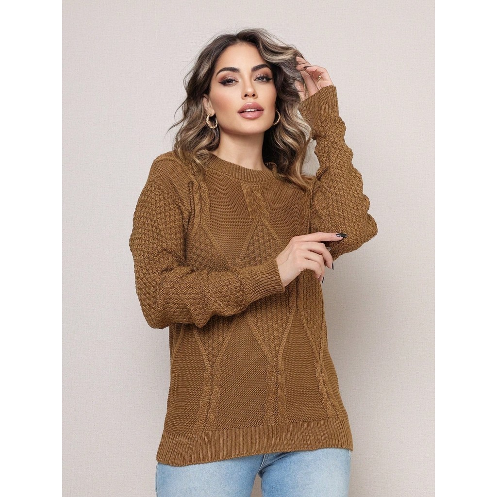 Brusa de frio Modal Tricot manga longa modelo novo moda femenina do iverno outono