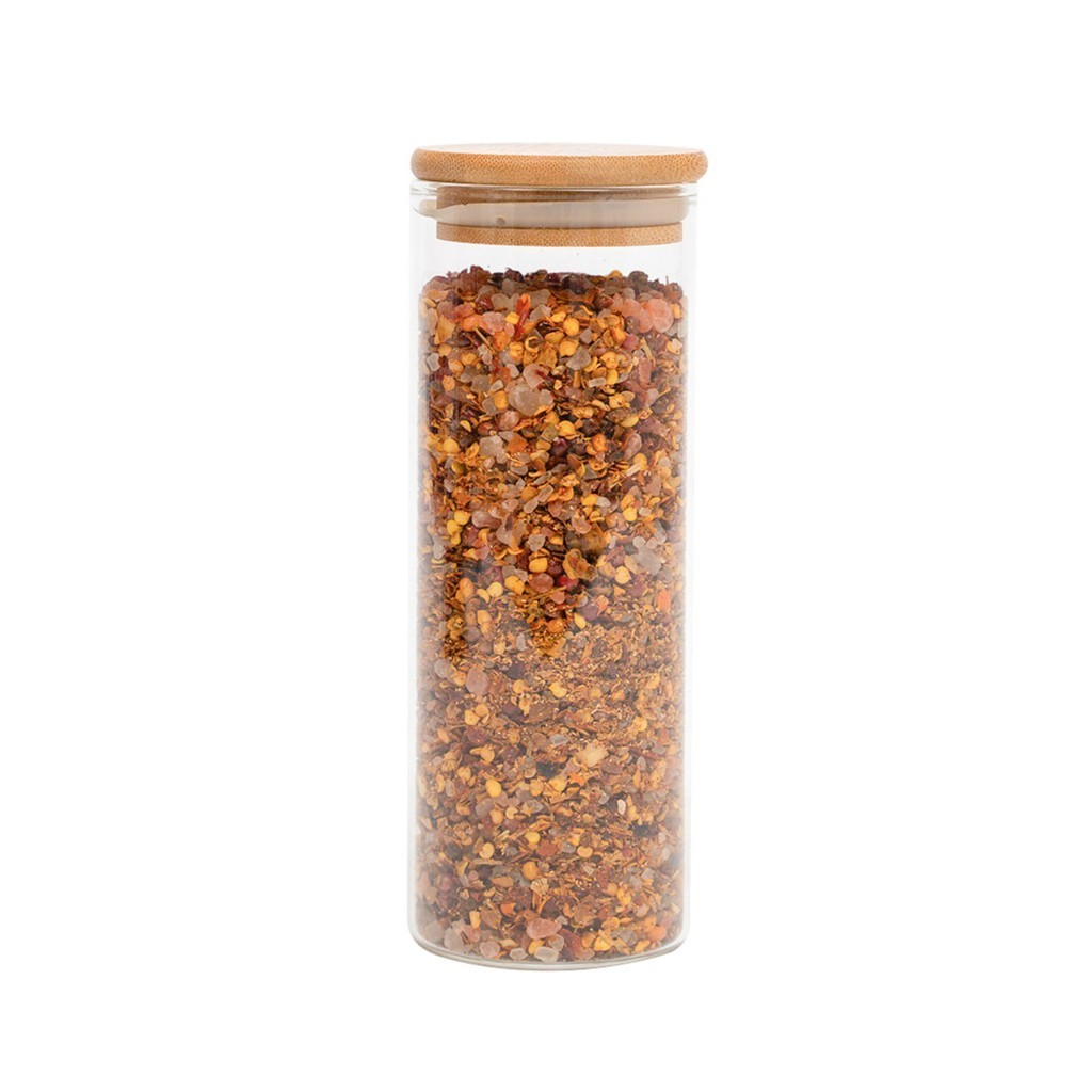 Pote de vidro 450ml com tampa de bambu hermético redondo - Tud