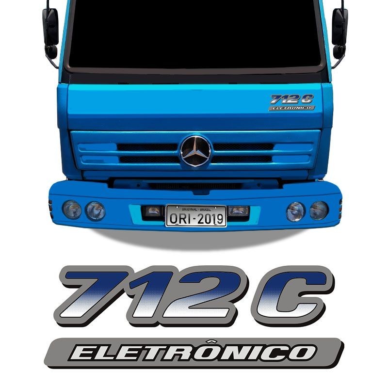Emblema Do Capô 712C Eletrônico Mercedes Adesivo Caminhão Genérico