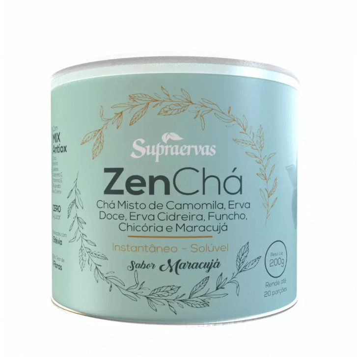 Imagem Chá Solúvel ZenChá - Camomila, Erva Doce, Cidreira, Funcho 200g - Calmante e Relaxante Anti-Estresse - Zero Açúcar