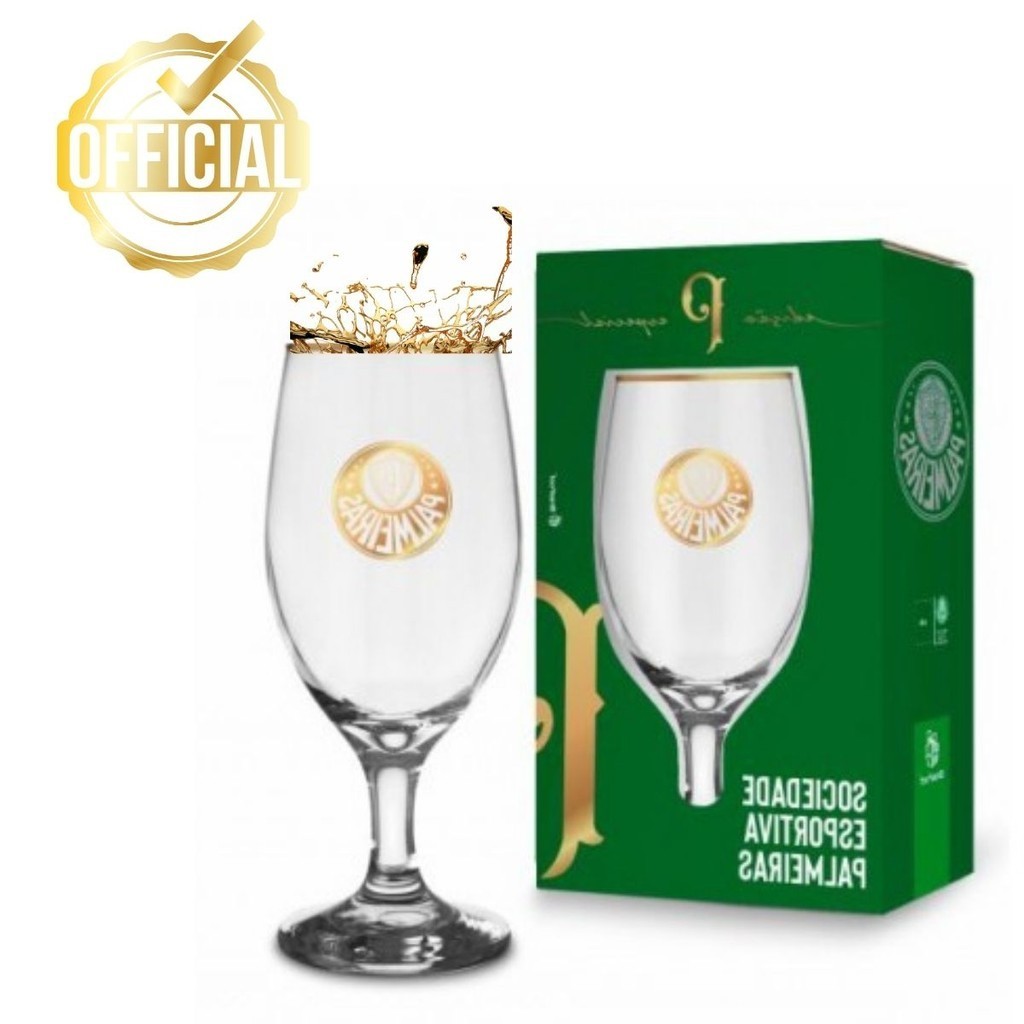 Taça Windsor 330ml Vidro Cerveja Coquetel Chopp Bar Palmeiras Série Ouro Edição Especial Selo