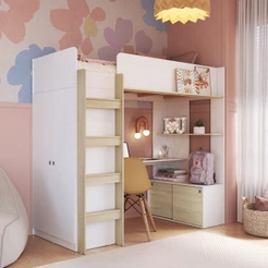 Cama Infantil Multifuncional com Armário e Escrivaninha - Completa Móveis