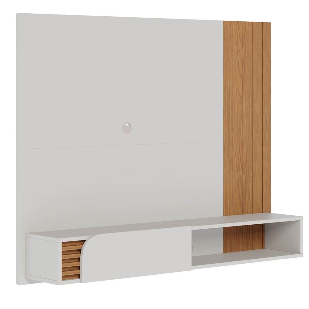 Painel para TV 55 Pol com Bancada Madrid C05 Off White Matte/Freijó - Mpozenato em Oferta na Shopee