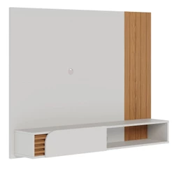 Painel para TV 55 Pol com Bancada Madrid C05 Off White Matte/Freijó - Mpozenato