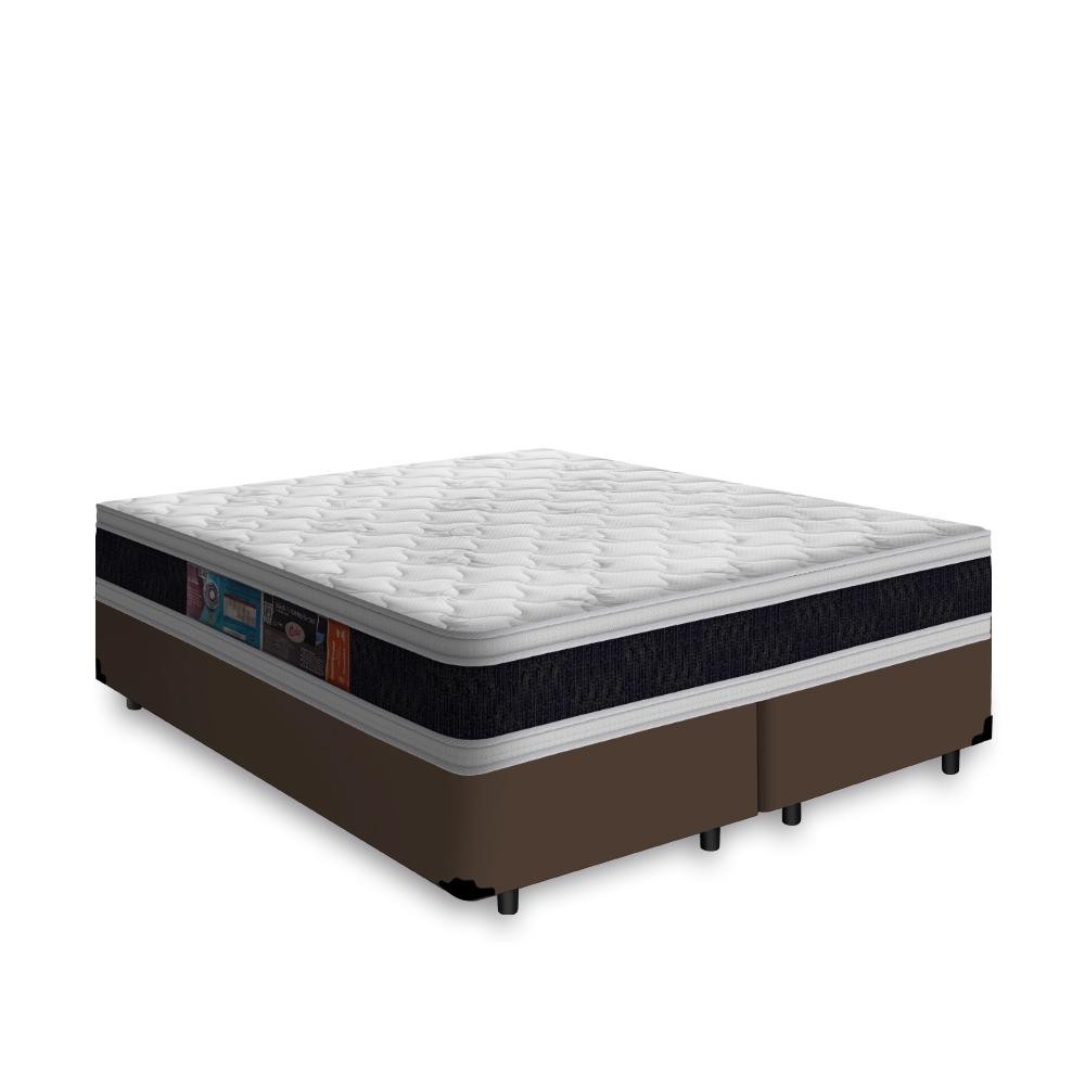 Cama Box Queen + Colchão De Espuma D45 Castor Black White Double Face 158x198x62cm - Home & Living