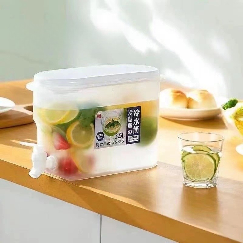 3.5L Suqueira Plastica com tampa para Geladeira Com torneira capacidade 3,5litros para agua saborizada