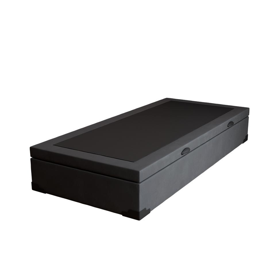 Base para Cama Box Solteiro Martin Premium com Baú Suede (47x88x188) Grafite - Home & Living