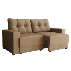 Sofá 3 Lugares Retrátil Lubeck Suede Bege 180 cm