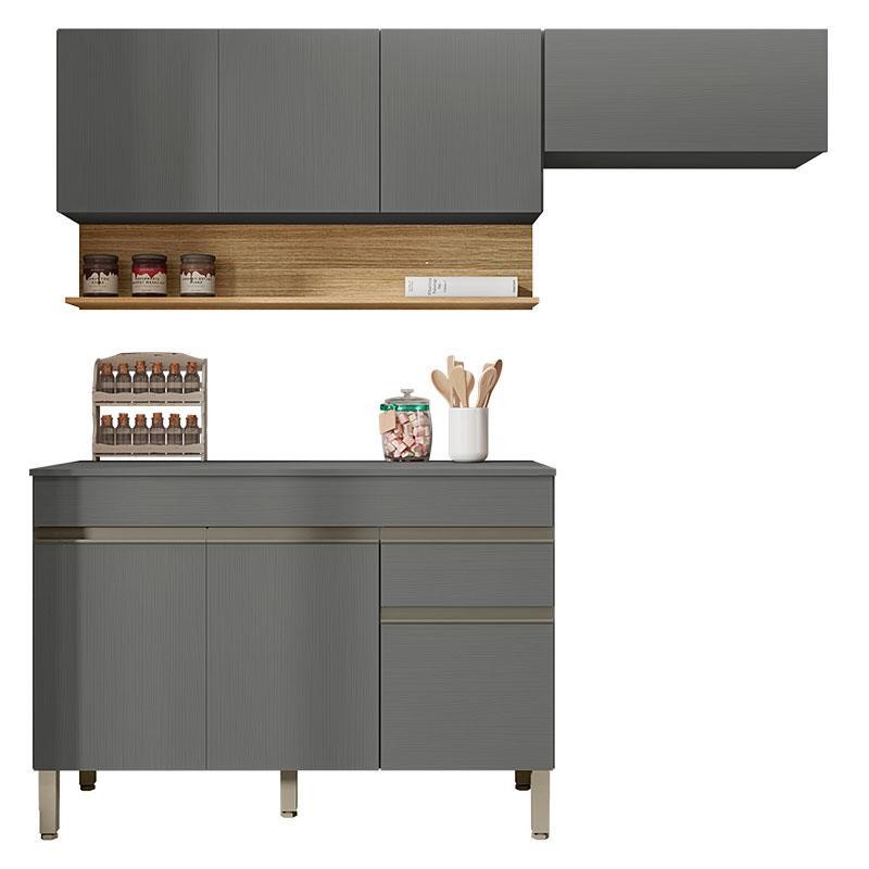 Cozinha Modulada Line Composição 1 Gris Freijó - Kits Paraná