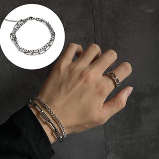 1 Peça Pulseira Coreana Simples De Camada Dupla Versátil Metal Ins Masculina Moda Estilo Frio Masculino E Feminino Hip H em Oferta na Shopee