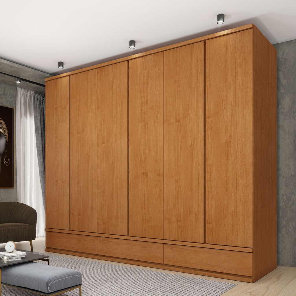 Guarda-Roupa Casal Esparta 6 Portas 9 Gavetas - Tcil Móveis em Oferta na Shopee