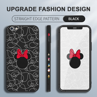 Para O iPhone 7 Plus 8 6 6s SE 2020 2022 Novo Desenho Animado Minnie Mouse Pattern Side Design Caixa De Silicone Líquido De Cobertura Completa Proteção À Prova De Choque Da Câmera Do Telefone