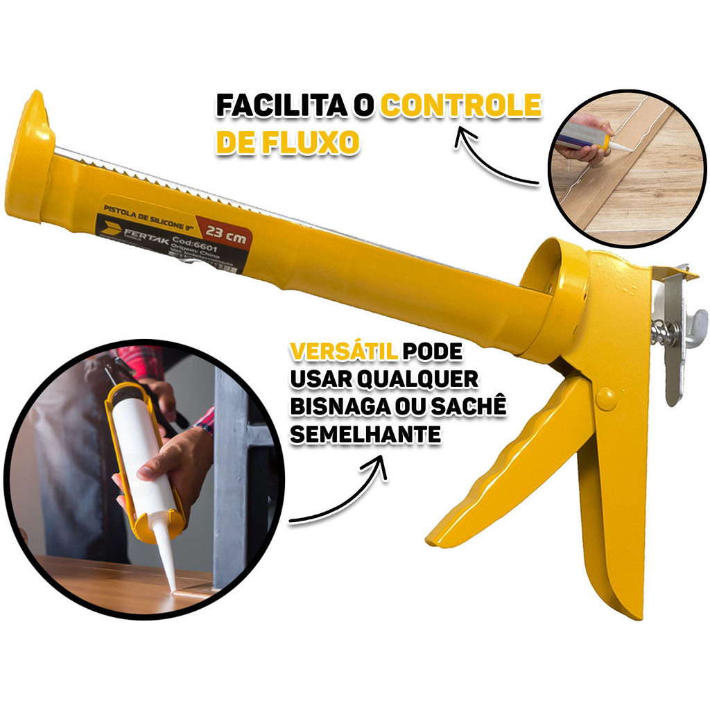 Aplicador Pistola De Silicone Cola 9 Polegadas Tubo Vedação Profissional Aço Reforçado Fertak em Oferta na Shopee