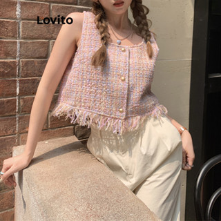 Lovito Regata Feminina Lisa com Botões e Franjas L70AD110 (Rosa)