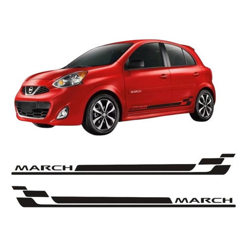 Adesivo Carro  Nissan March Kit 2 Faixas Laterais