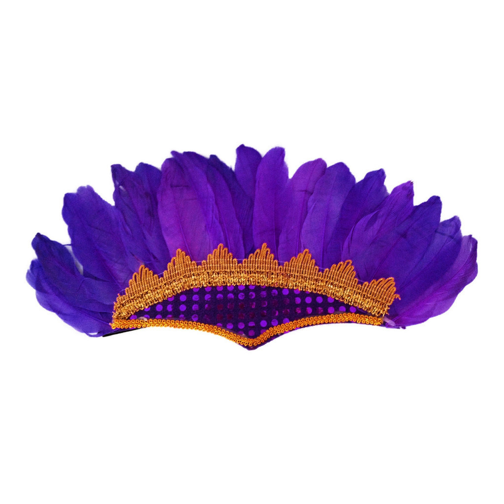 Cocar Indígena de Carnaval Roxo de Penas
