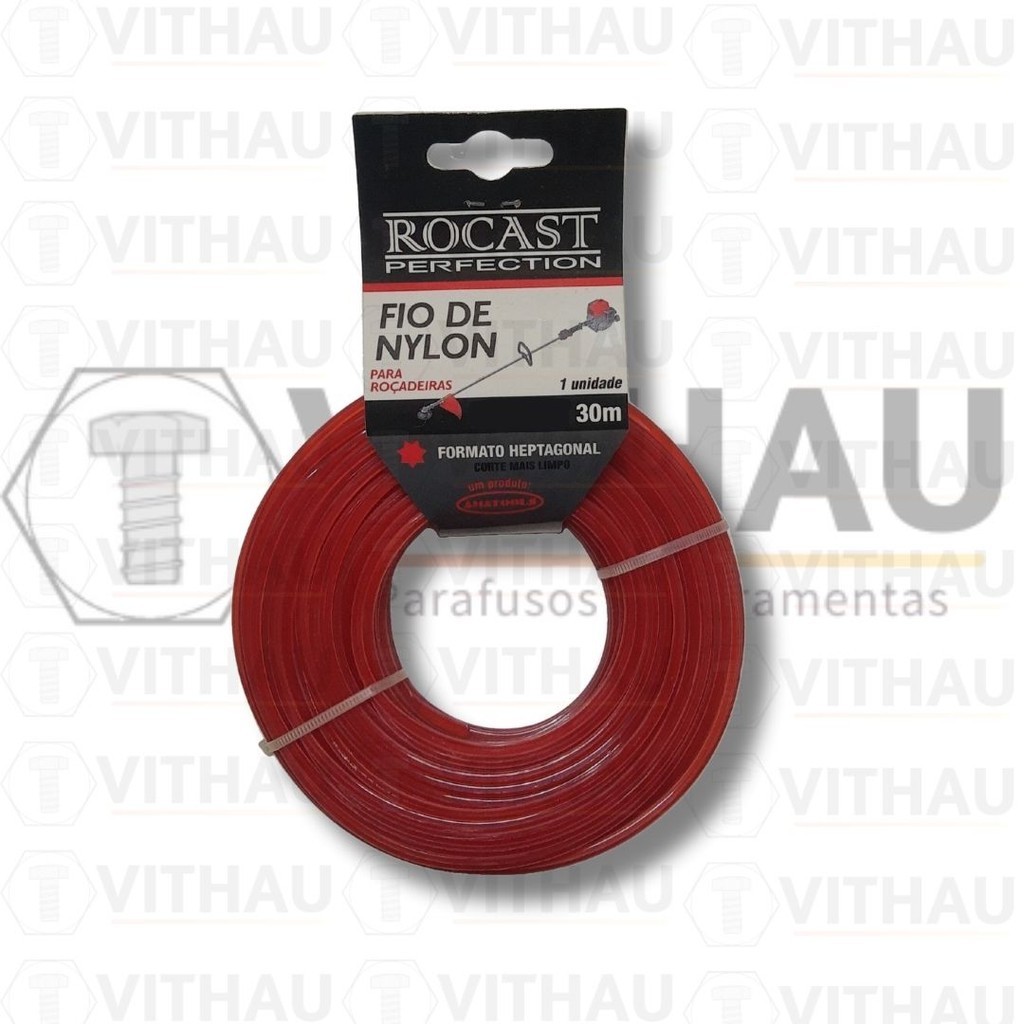 Fio de nylon heptagonal para roçadeira VERMELHO Rocast 1,8 mm x 30m em Oferta na Shopee
