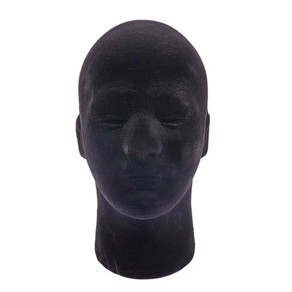 Cabeça De Isopor Preto Manequim Masculina Para Vitrine Peruca Óculos Boné