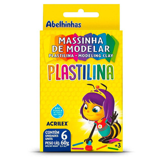 Massa de modelar Plastilina 60g com 6 cores 07060 Acrilex em Oferta na Shopee
