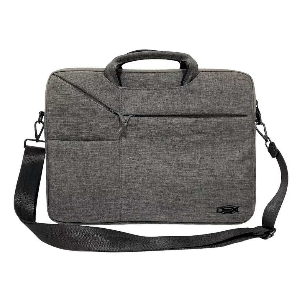 Bolsa Pasta para Notebook Grande Masculina Maleta Executiva Tecido Poliéster Dex NB-01 Cinza