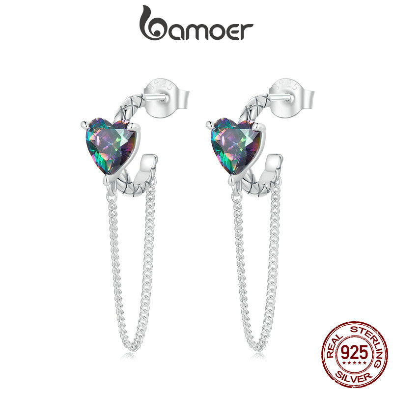 Brincos Bamoer 925 Sterling Sliver Stud Com Design Estrelado Jóias Para Mulheres